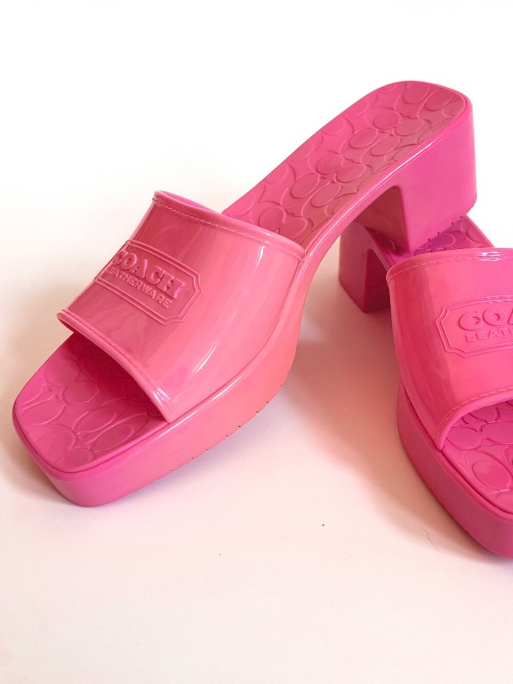 Coach Scarlett Pink Jelly Block Heel Slide Sandals C8998 Size 10
